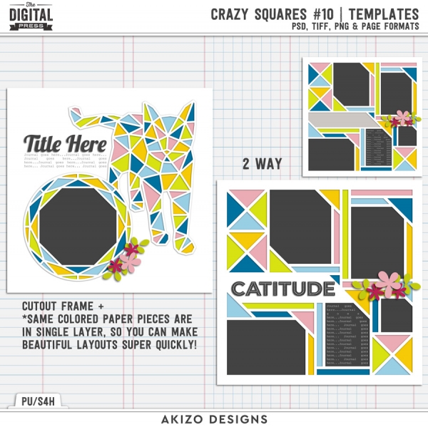 New - for Cat, Kitty lovers - Crazy Squares 10 | Templates