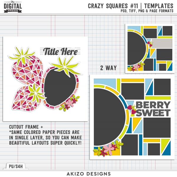 New - Strawberry - Crazy Squares 11 | Templates
