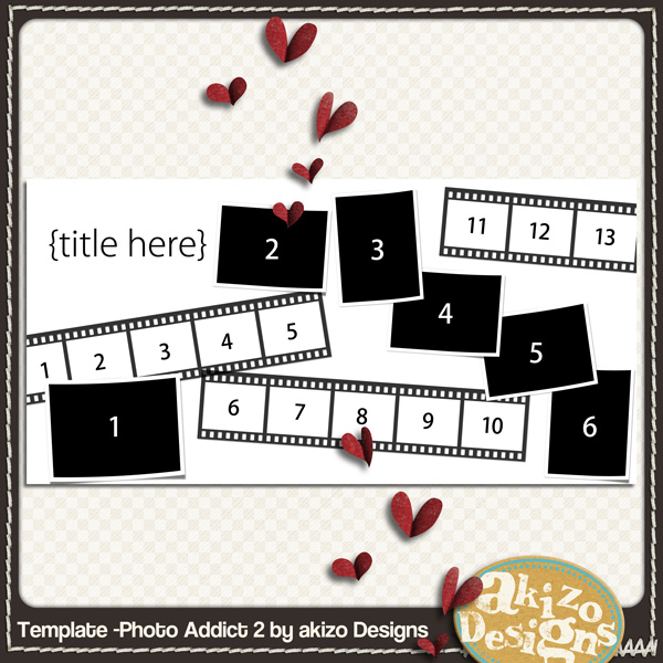 Freebie フリー素材 Template Photo Addict 2 Akizo Designs