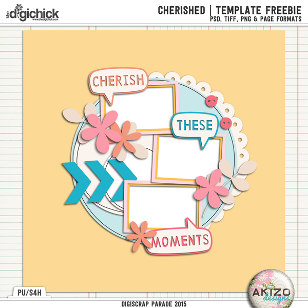 cherished freebie template by akizo designs for digital scrapbooking
