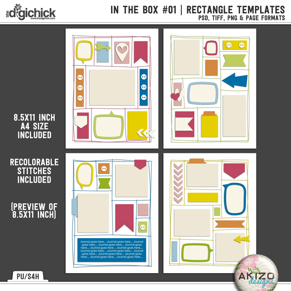 In The Box 01 | Rectangle Templates by Akizo Designs | Digital Scrapbooking