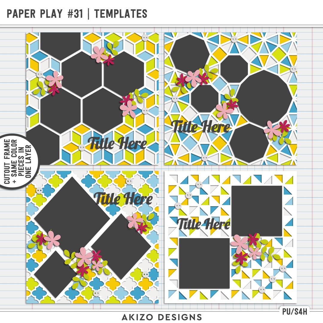 Geometric - Paper Play 31 | Templates by Akizo Designs | Digital Scrapbooking