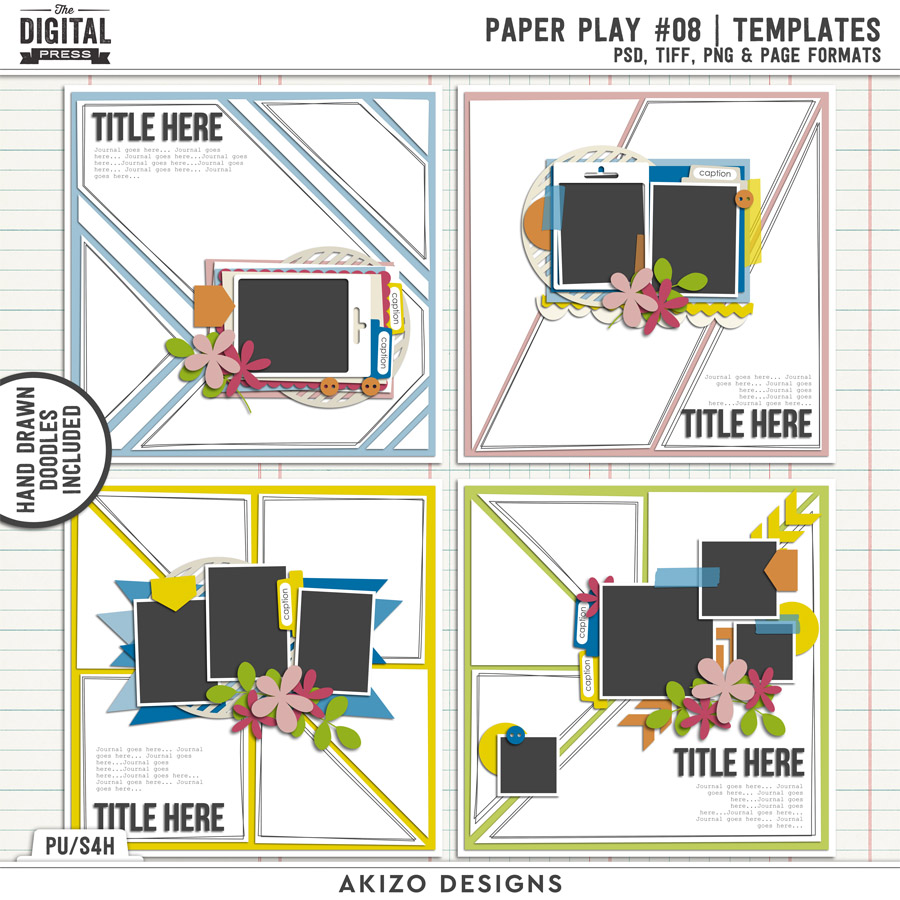 Paper Play 08 | Templates by Akizo Designs | Digital Scrapbooking