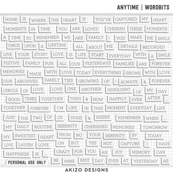 Anytime | Wordbits by Akizo Designs | Digital Scrapbooking