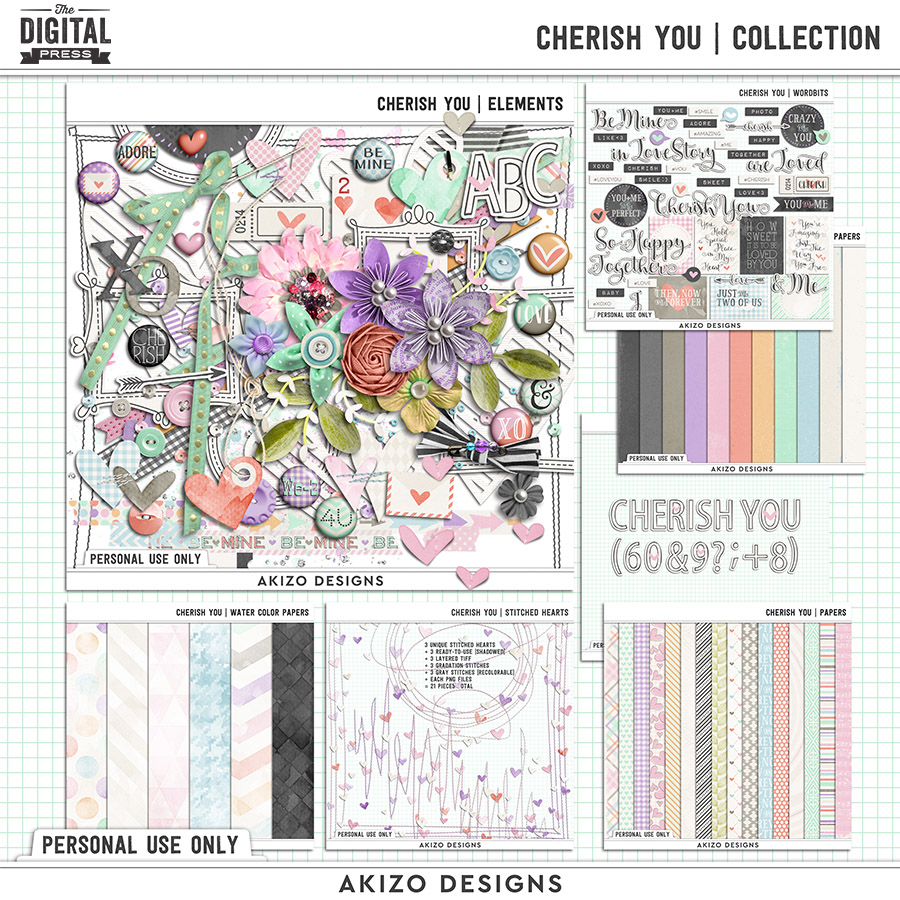 Cherish You | Collection by Akizo Designs | Digital Scrapbooking Kit