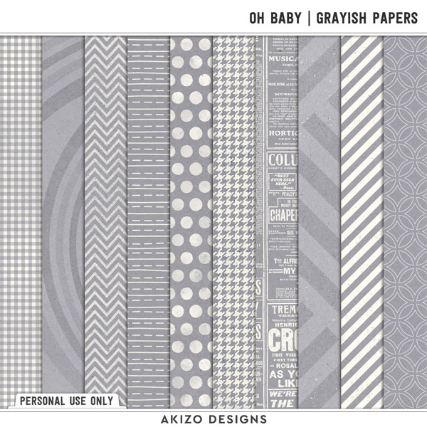 Oh Baby | Grayish Papers by Akizo Designs
