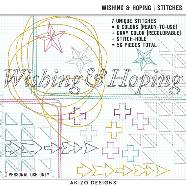 Wishing And Hoping | Stitches by Akizo Designs | Digital Scrapbooking