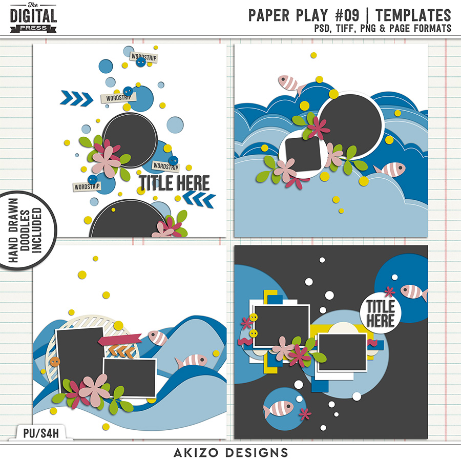 Paper Play 09 | Templates by Akizo Designs | Digital Scrapbooking