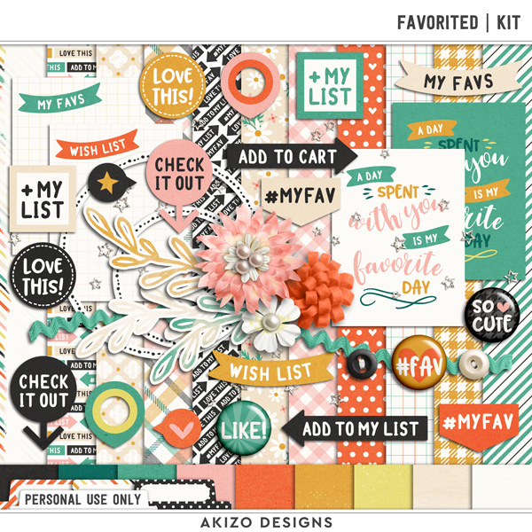 Favorited | Kit by Akizo Designs | Digital Scrapbooking Kit