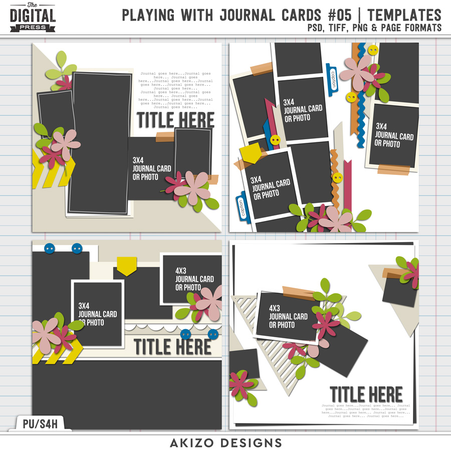 Playing With Journal Cards 05 | Templates by Akizo Designs