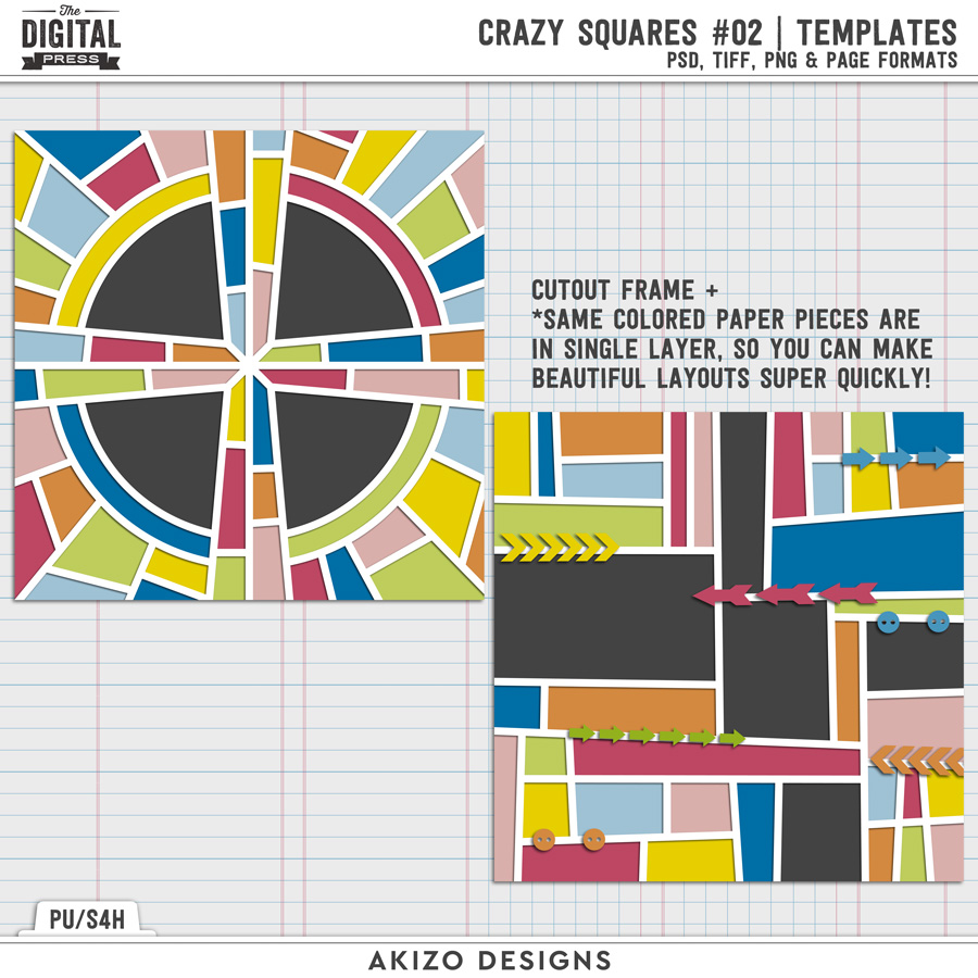 Crazy Squares 02 | Templates by Akizo Designs | Digital Scrapbooking