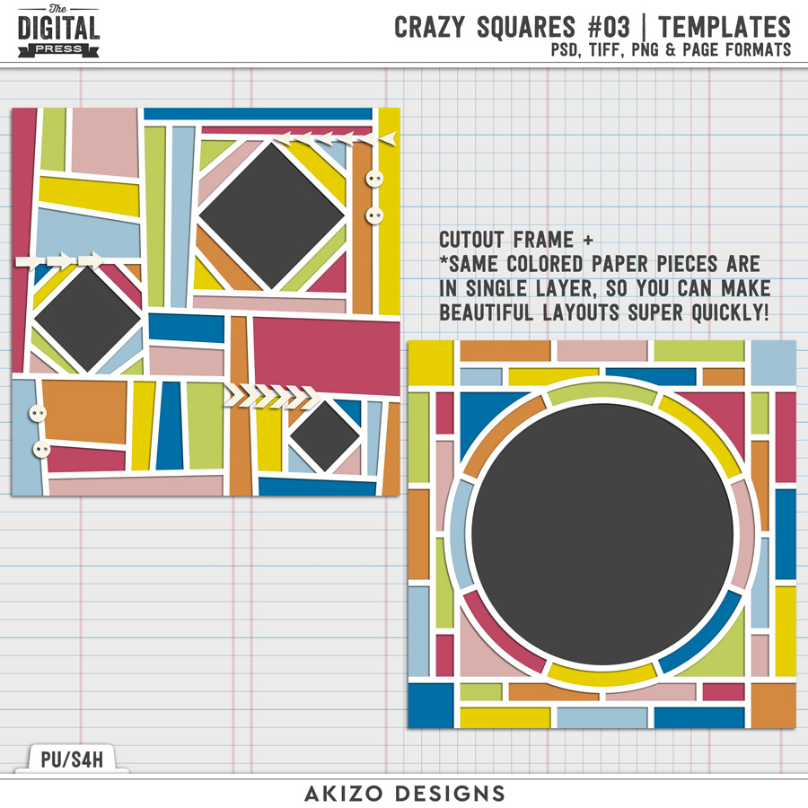 Crazy Squares 03 | Templates by Akizo Designs | Digital Scrapbooking