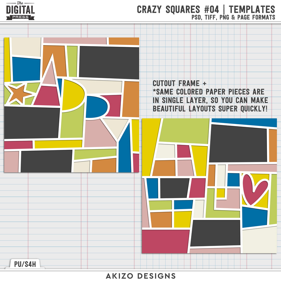 Crazy Squares 04 by Akizo Designs | Digital Scrapbooking Template