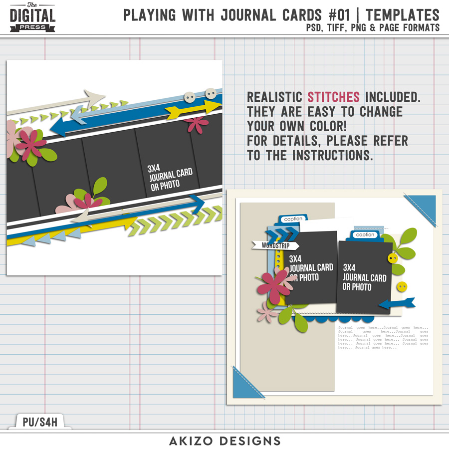 Playing With Journal Cards 01 | Templates by Akizo Designs
