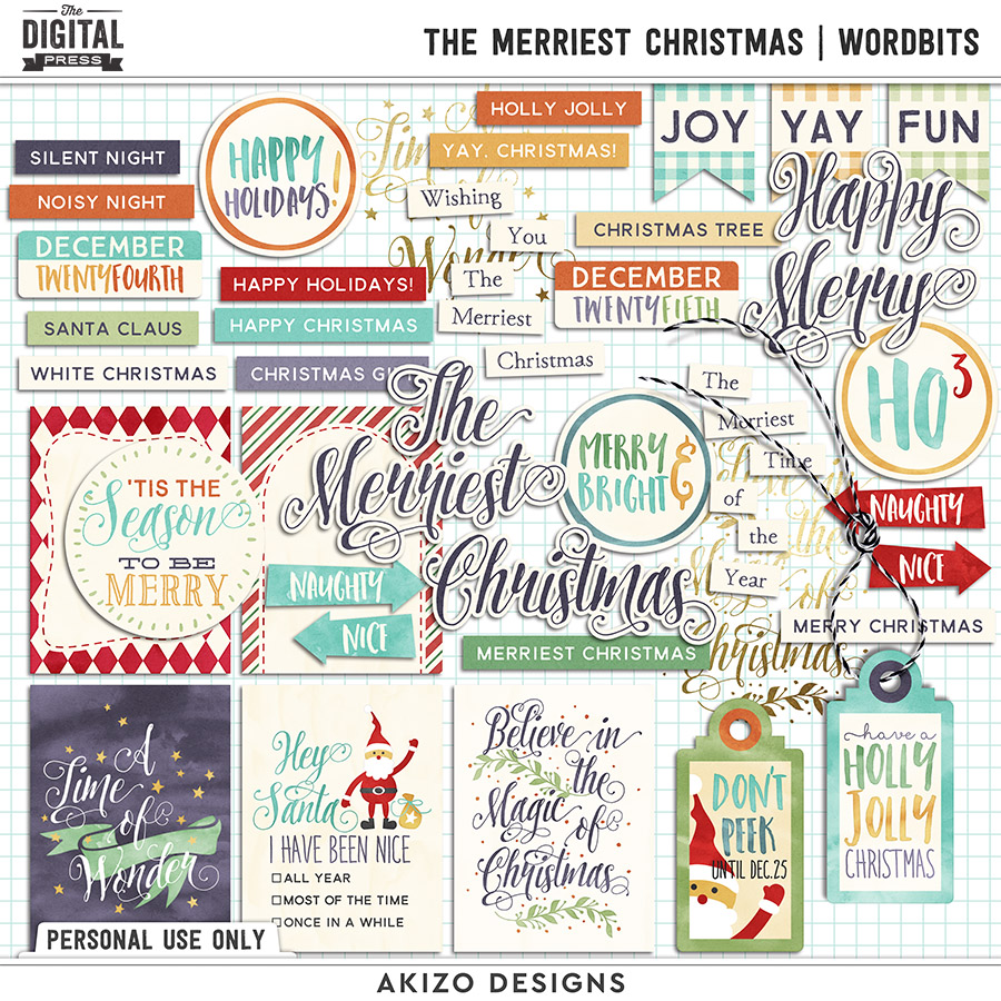 The Merriest Christmas | Wordbits by Akizo Designs | Digital Scrapbooking