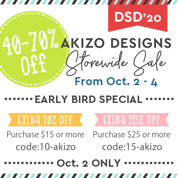 DSD 2020 Sale Extra 10 - 15% OFF | Akizo Designs | Digital Scrapbooking