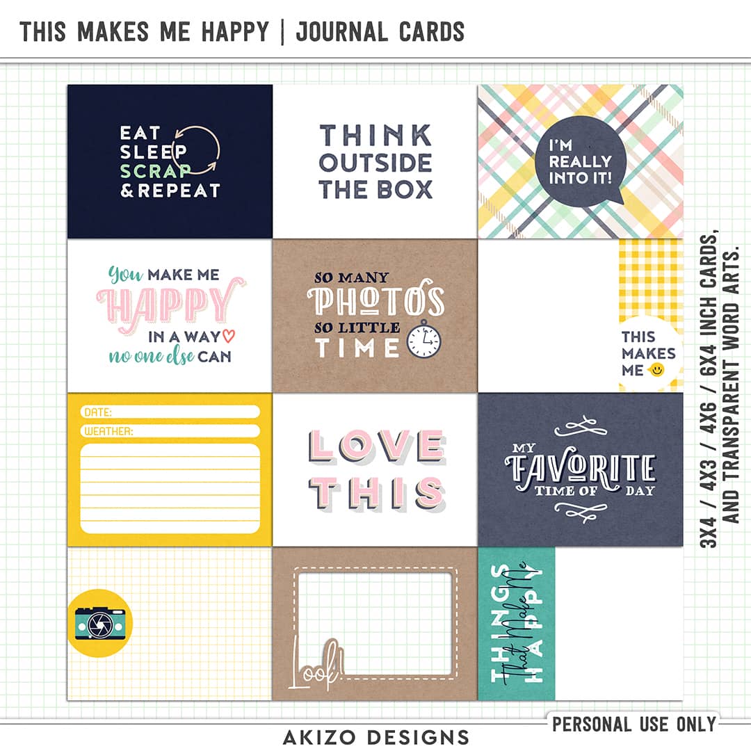 This Makes Me Happy | Journal Cards by Akizo Designs