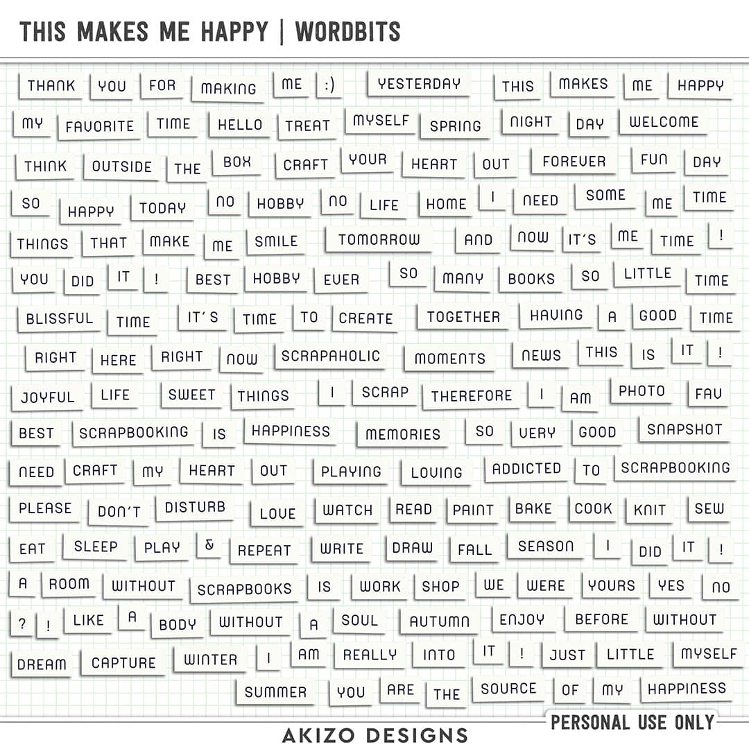 This Makes Me Happy | Wordbits by Akizo Designs | Digital Scrapbooking