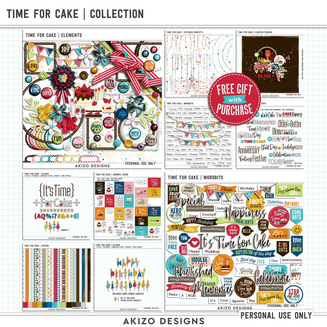 Time For Cake | Collection by Akizo Designs | Digital Scrapbooking Kit
