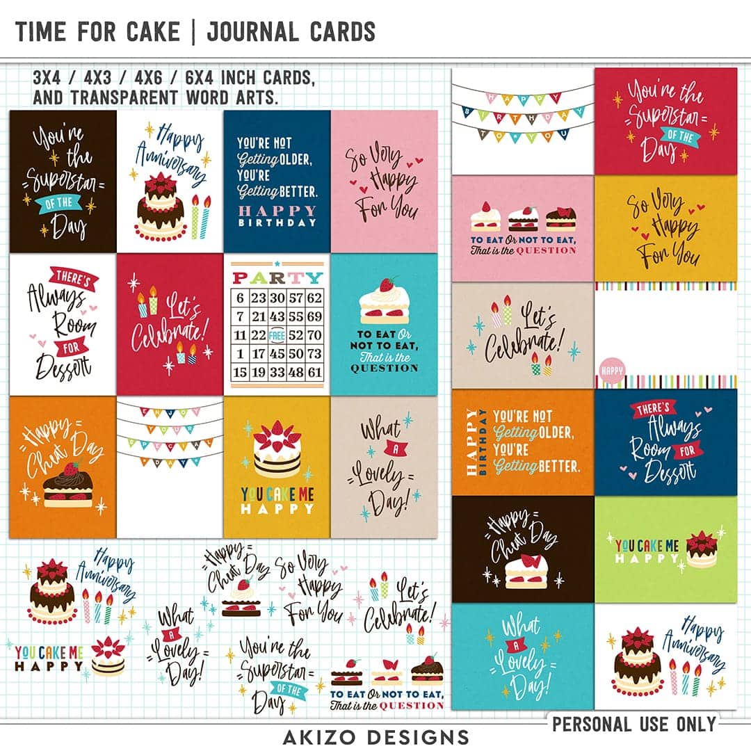 Time For Cake | Journal Cards by Akizo Designs