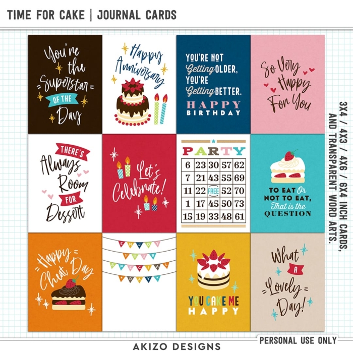 Time For Cake | Journal Cards