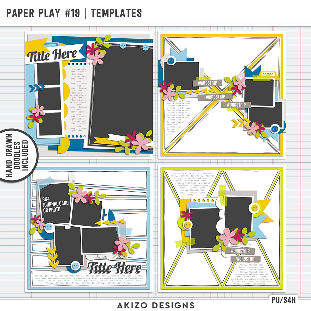 Paper Play 19 | Templates by Akizo Designs | Digital Scrapbooking