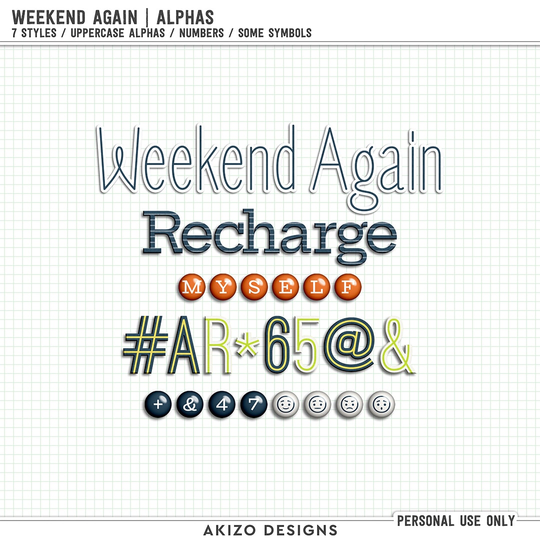 Weekend Again | Alphas by Akizo Designs | Digital Scrapbooking