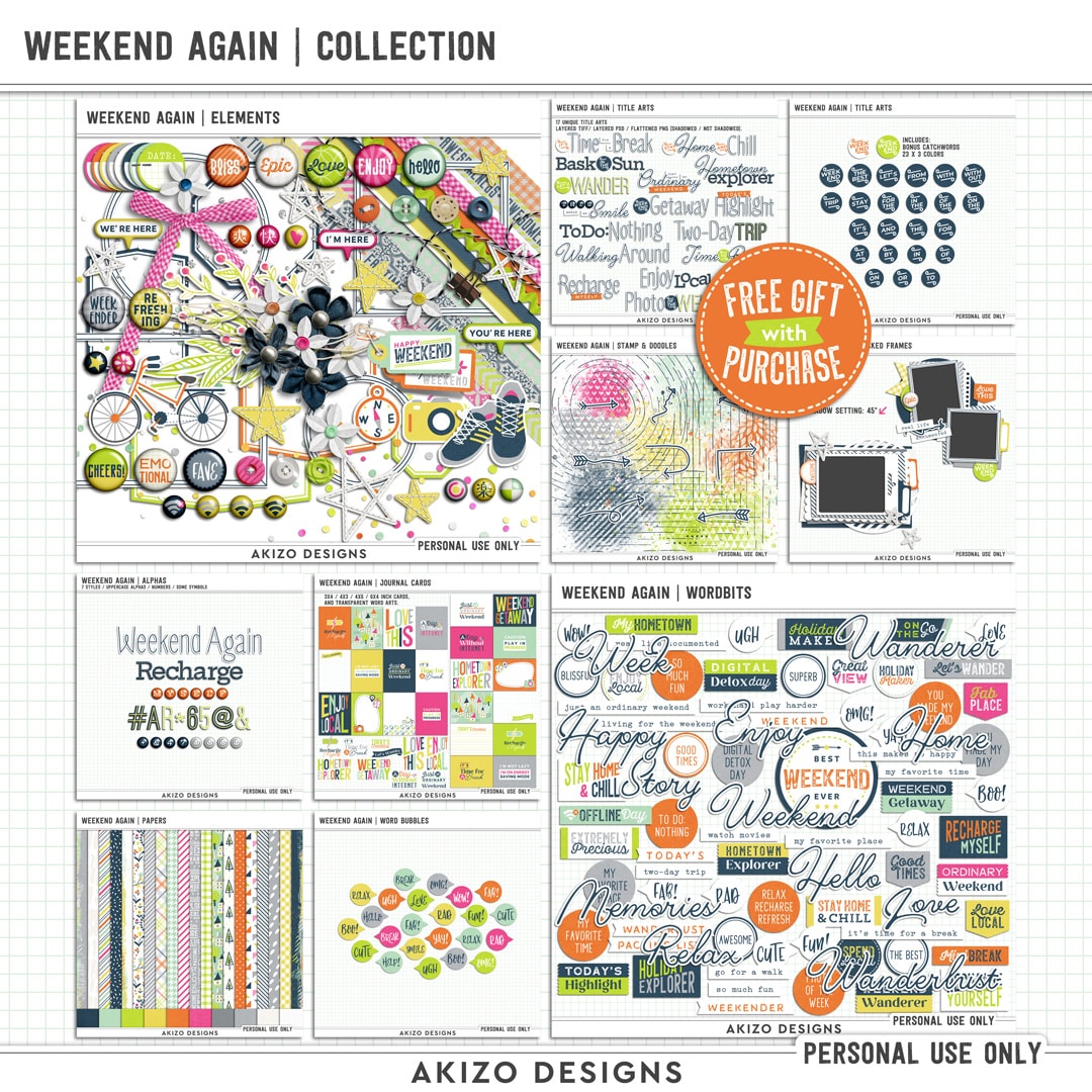 Weekend Again | Collection by Akizo Designs | Digital Scrapbooking Kit