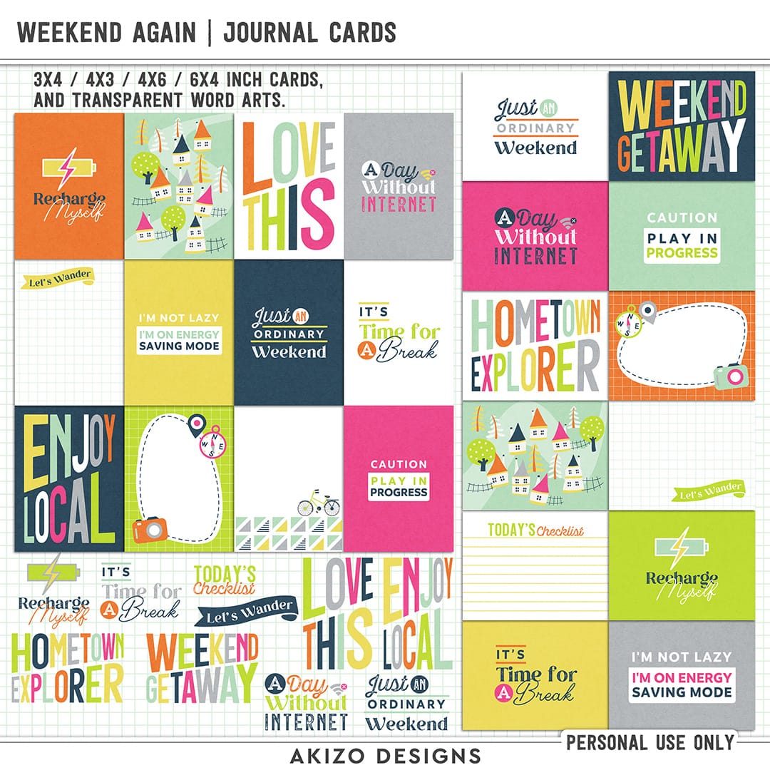 Weekend Again | Journal Cards by Akizo Designs | Digital Scrapbooking