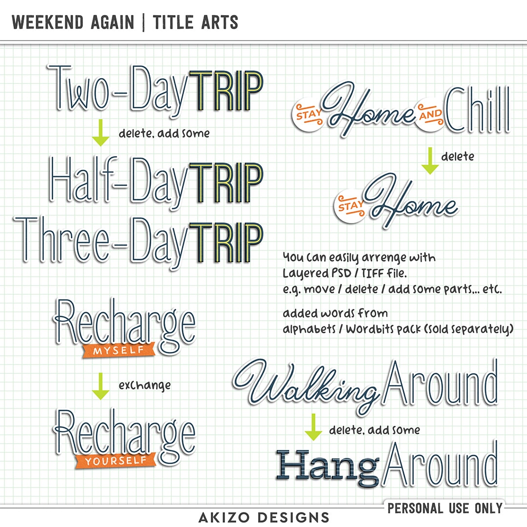 Weekend Again | Title Arts by Akizo Designs | Digital Scrapbooking