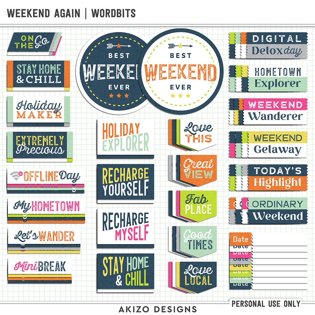 Weekend Again | Wordbits by Akizo Designs | Digital Scrapbooking