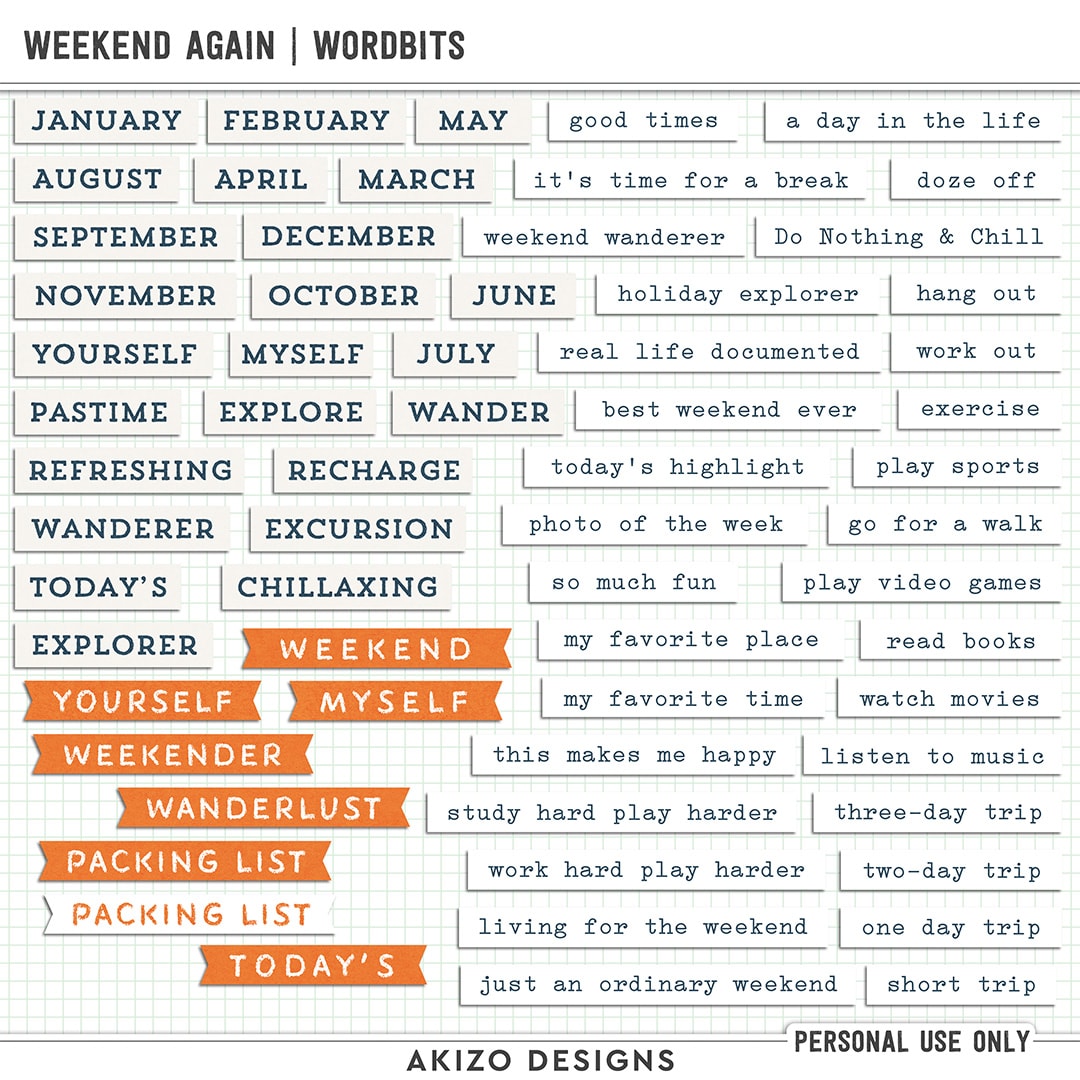 Weekend Again | Wordbits by Akizo Designs | Digital Scrapbooking