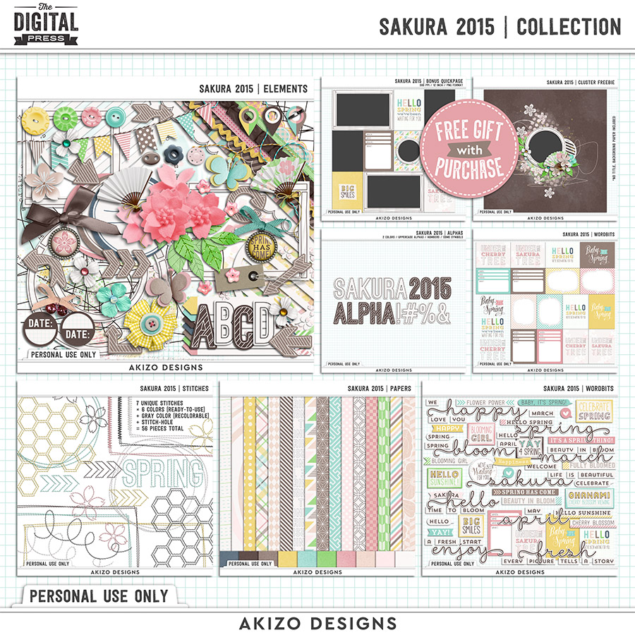 Sakura 2015 | Collection by Akizo Designs | Digital Scrapbooking Kit