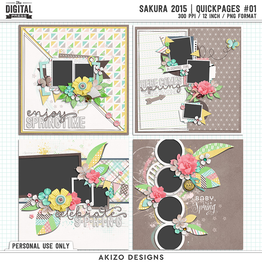 Sakura 2015 | Quickpages 01 by Akizo Designs | Digital Scrapbooking