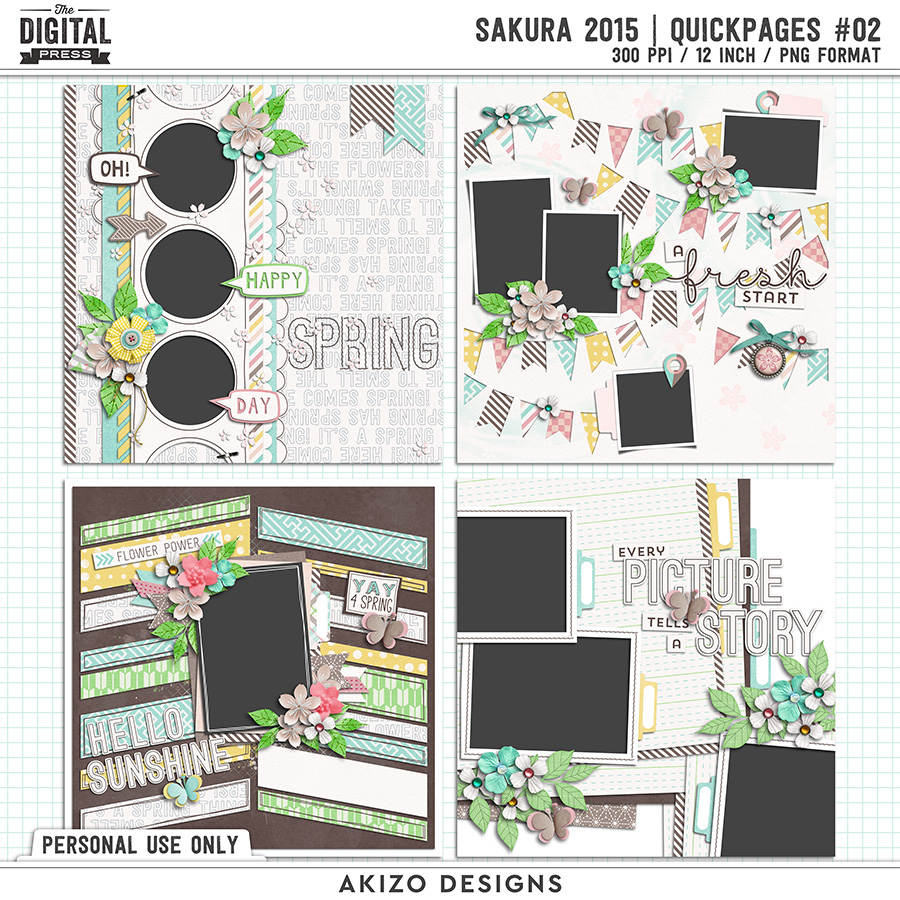 Sakura 2015 | Quickpages 02 by Akizo Designs | Digital Scrapbooking