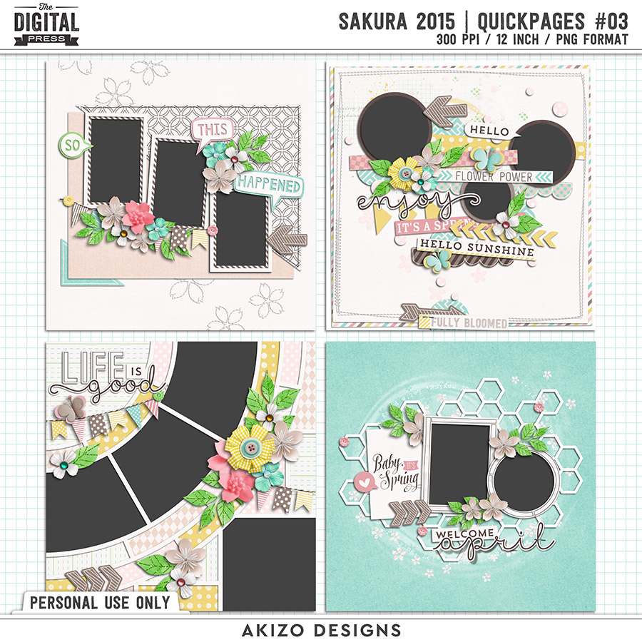 Sakura 2015 | Quickpages 03 by Akizo Designs | Digital Scrapbooking