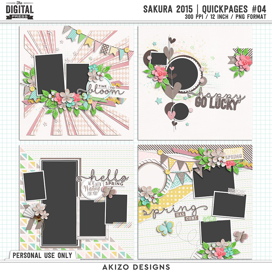 Sakura 2015 | Quickpages 04 by Akizo Designs | Digital Scrapbooking
