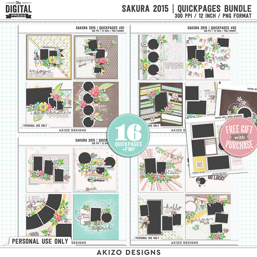 Sakura 2015 | Quickpages Bundle by Akizo Designs | Digital Scrapbooking Kit
