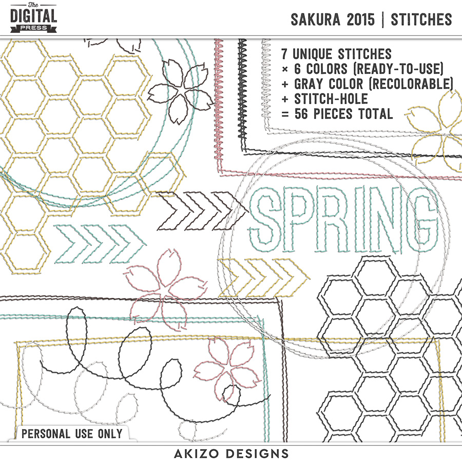 Sakura 2015 | Stitches by Akizo Designs | Digital Scrapbooking