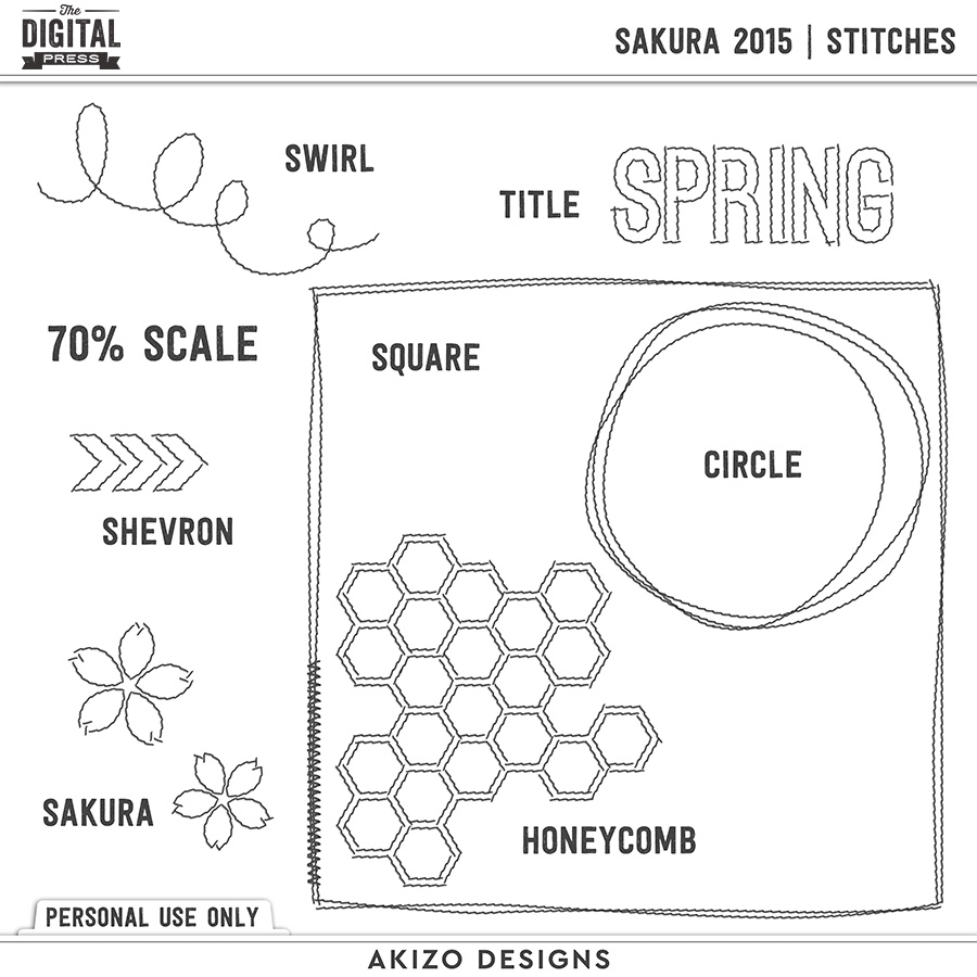 Sakura 2015 | Stitches by Akizo Designs | Digital Scrapbooking
