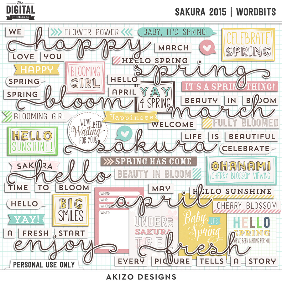 Sakura 2015 | Wordbits by Akizo Designs | Digital Scrapbooking