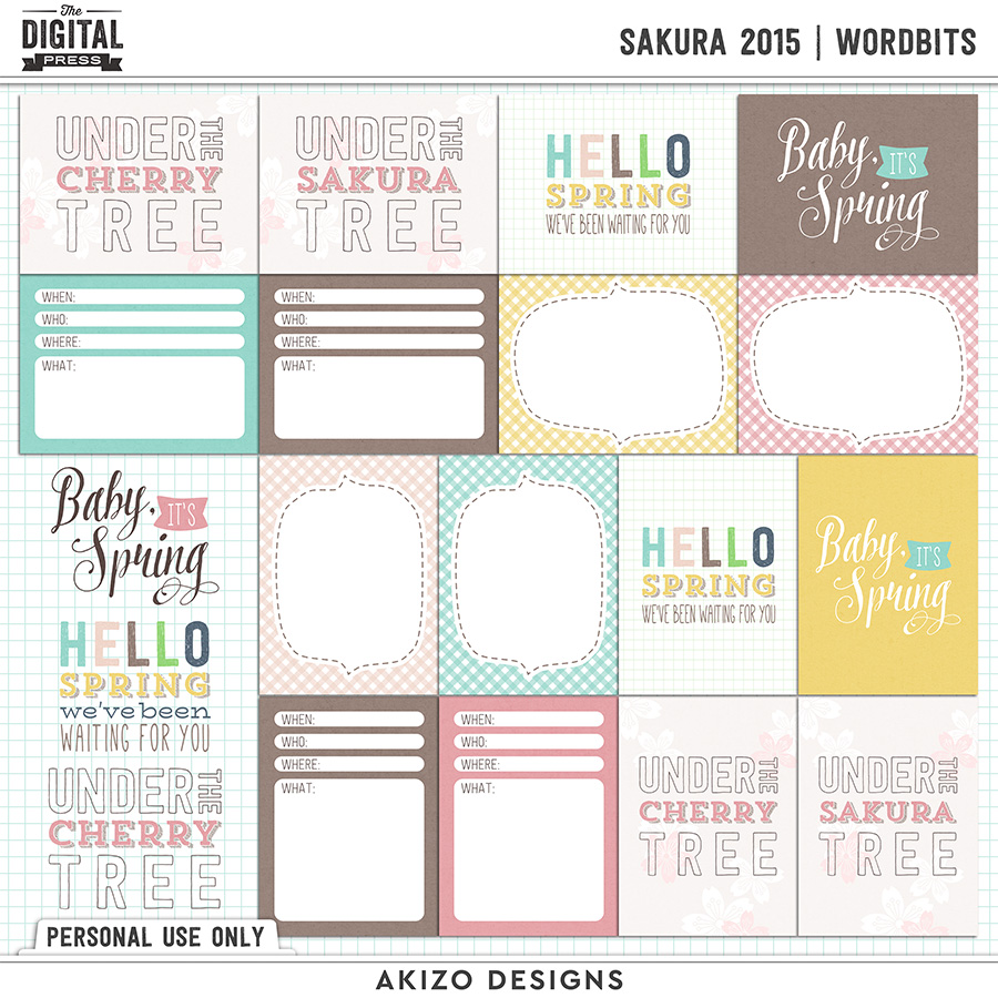 Sakura 2015 | Wordbits by Akizo Designs | Digital Scrapbooking