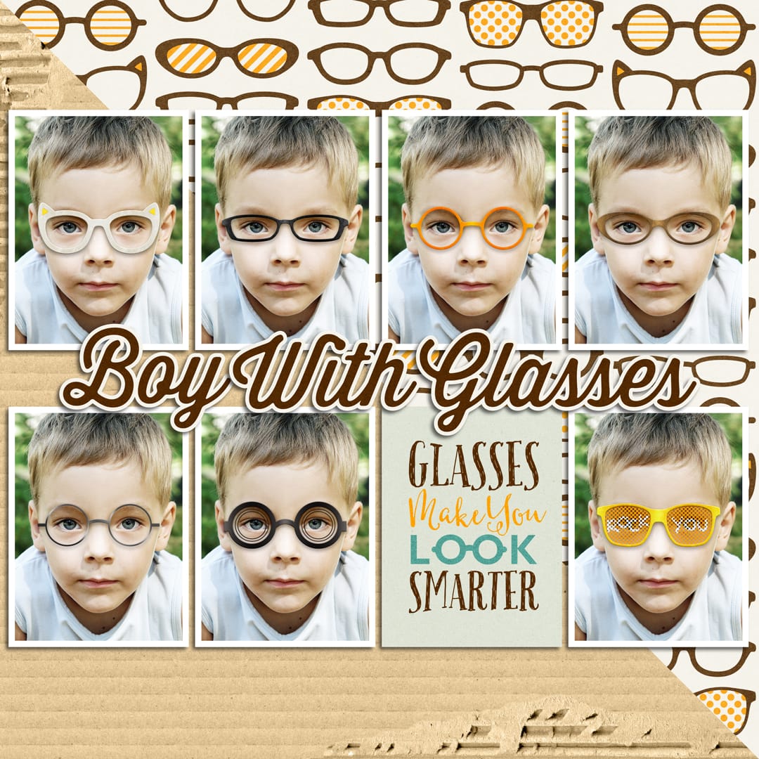 Layout Sample of Boy With Glasses | Collection | Digital Scrapbooking