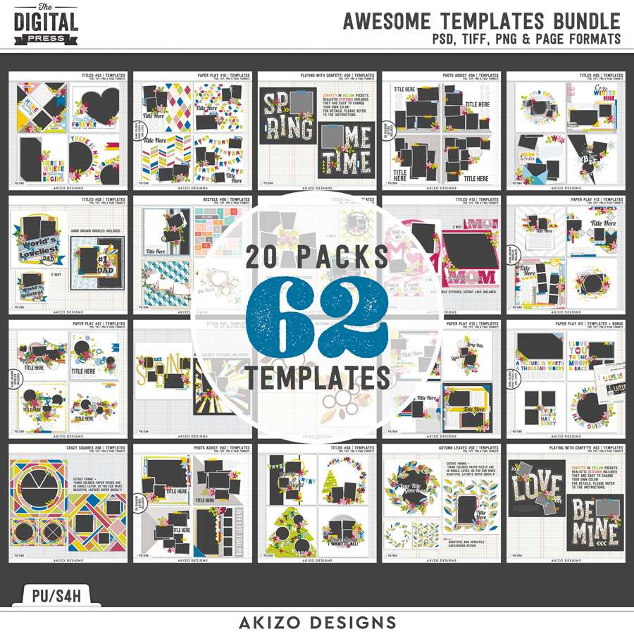 Awesome Templates Bundle by Akizo Designs | Digital Scrapbooking