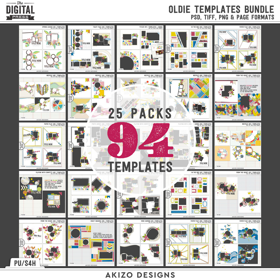 Oldie Templates Bundle by Akizo Designs | Digital Scrapbooking