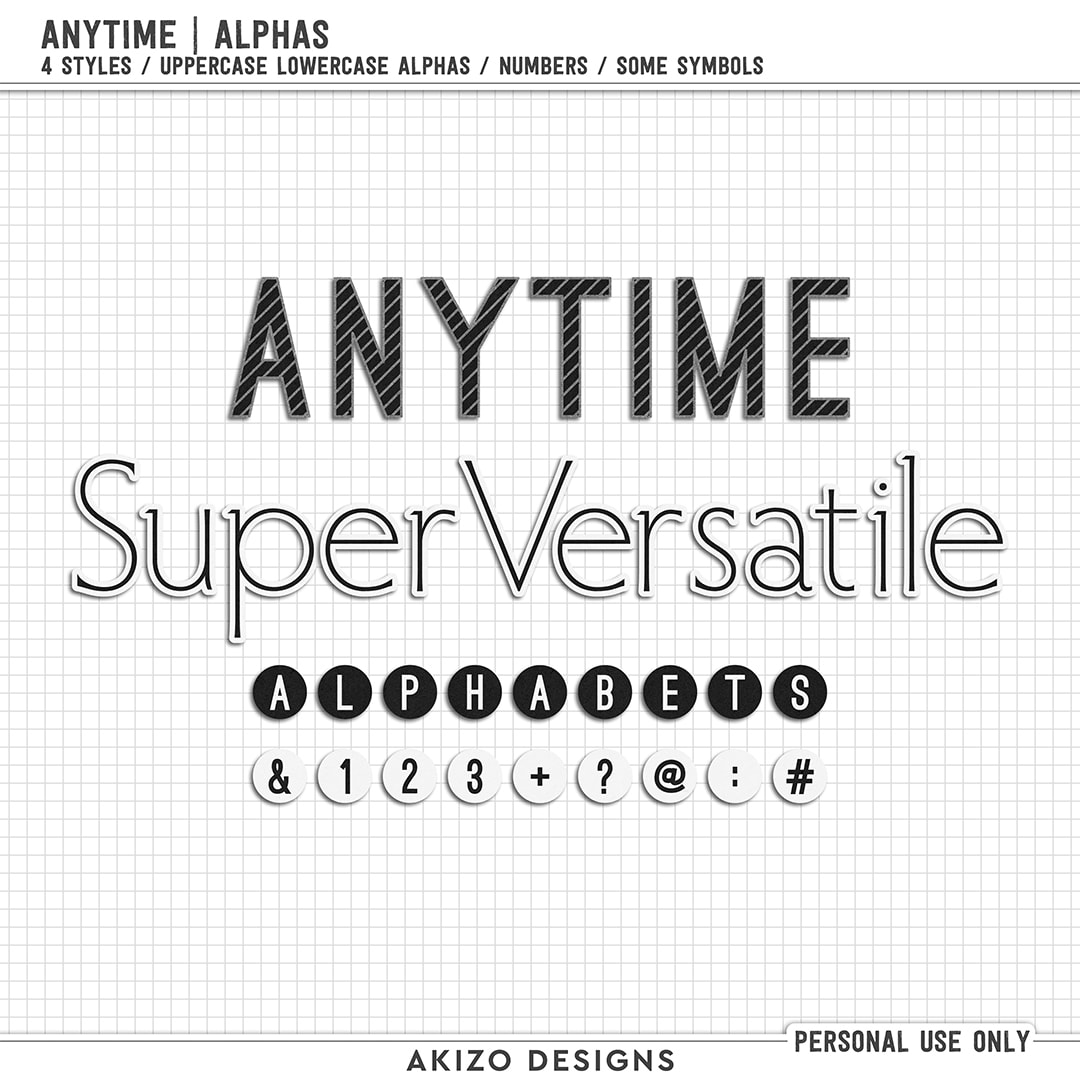 Anytime | Alphas by Akizo Designs | Digital Scrapbooking