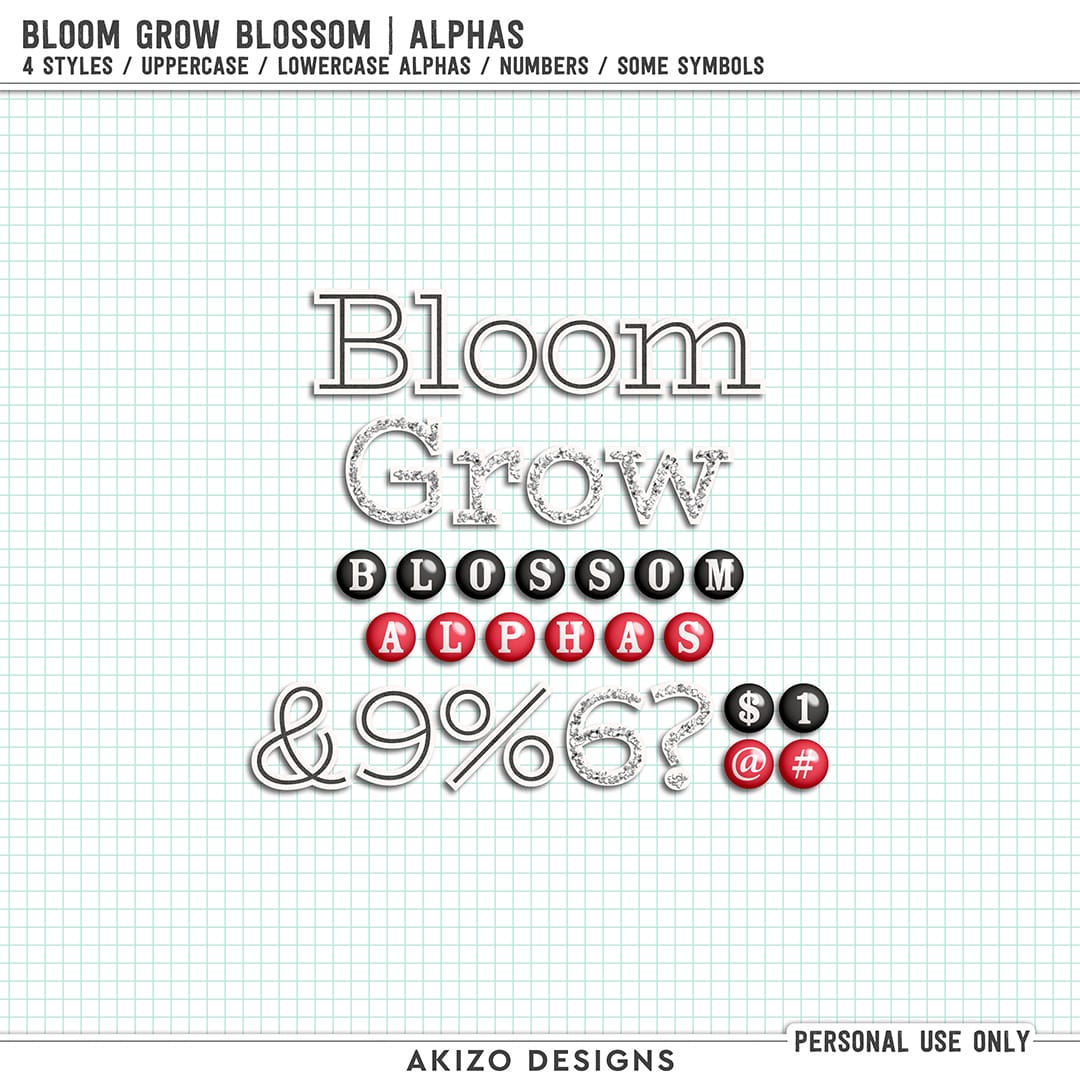 Bloom Grow Blossom | Alphas by Akizo Designs | Digital Scrapbooking