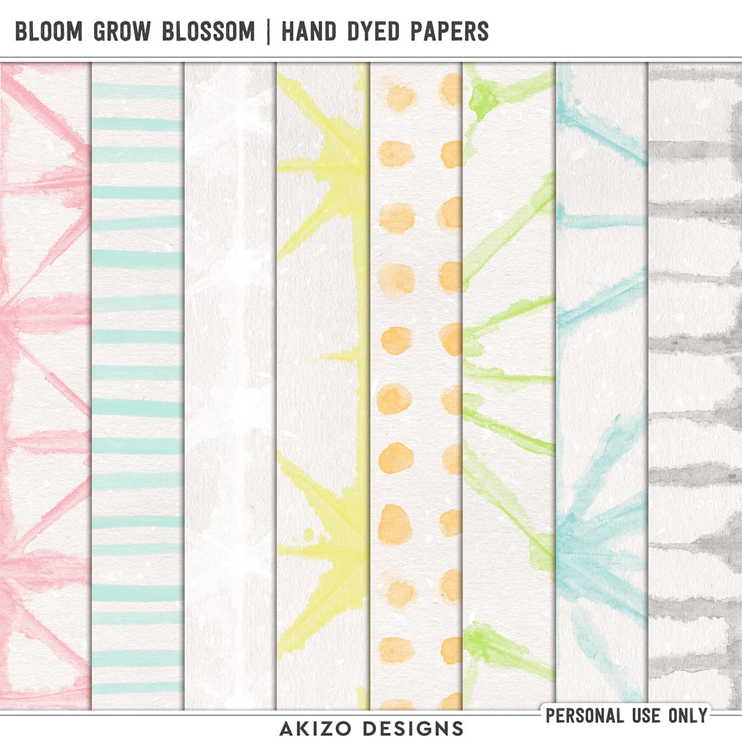 Bloom Grow Blossom | Hand Dyed Papers by Akizo Designs | Digital Scrapbooking
