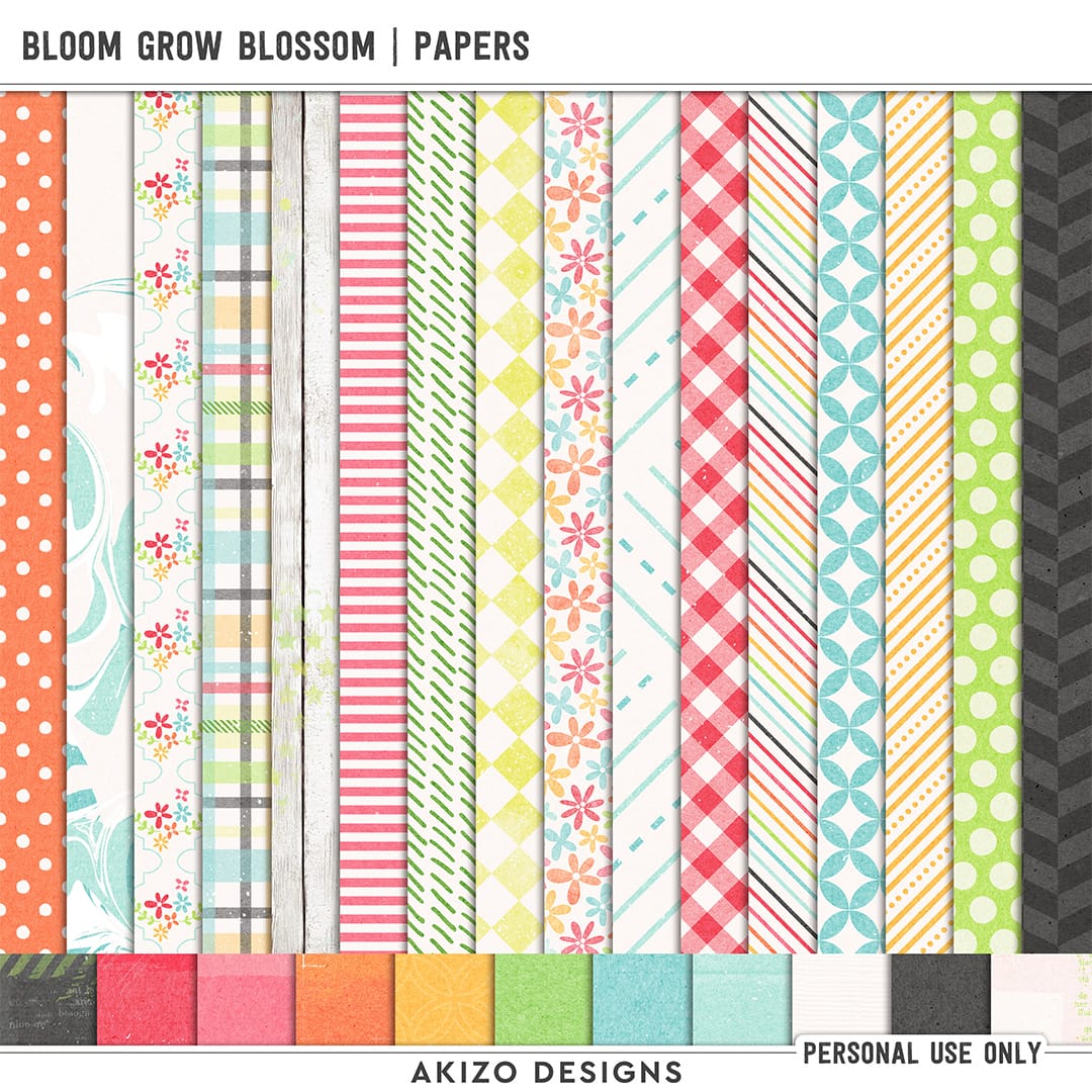 Bloom Grow Blossom | Papers by Akizo Designs | Digital Scrapbooking