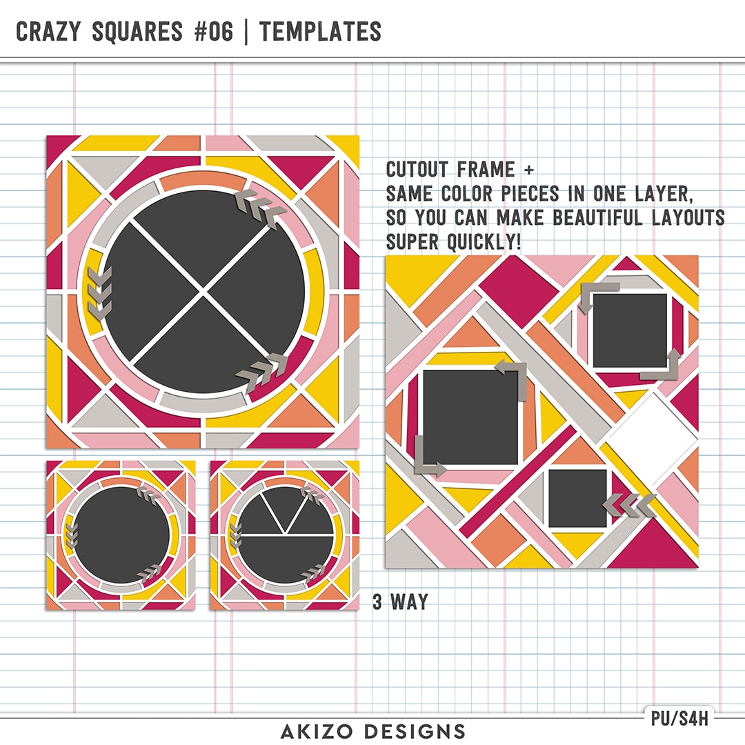 Crazy Squares 06 by Akizo Designs | Digital Scrapbooking Template
